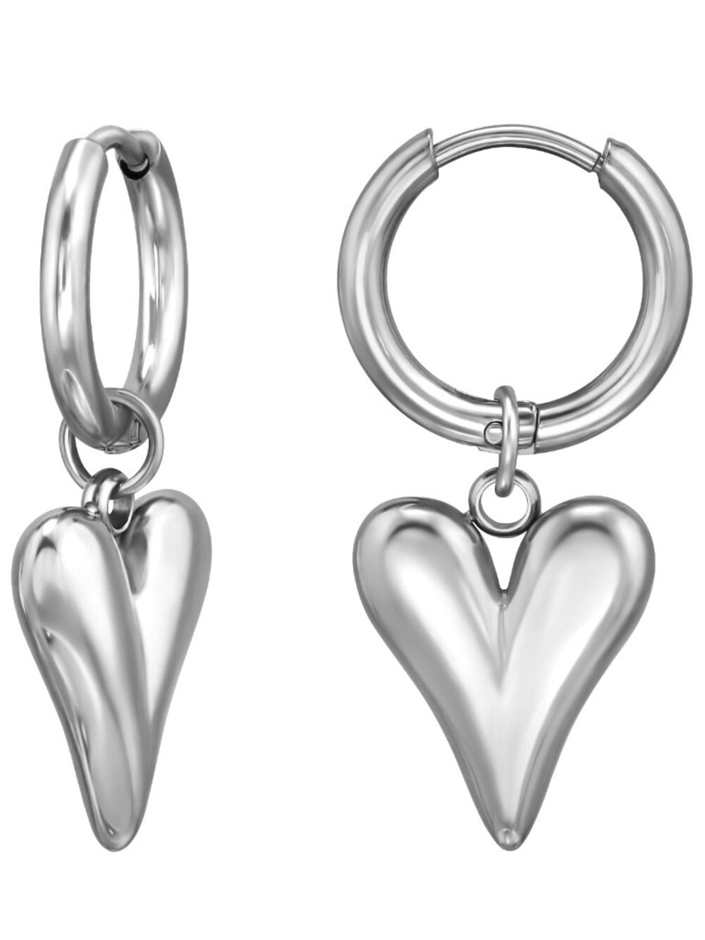 Stainless Steel Hoop Heart Earrings